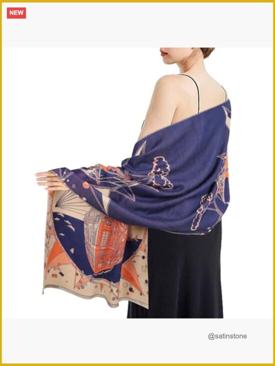 Pashmina Silky Shawl Wrap for Evening Dressing Blanket Open Front Poncho Cape